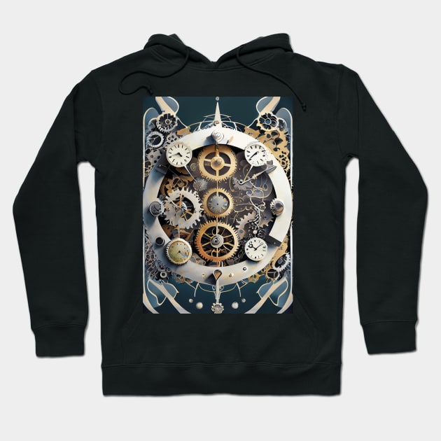 Chrono Canvas - Artistry of Watch Gears and Hands Hoodie by Salaar Design Hub